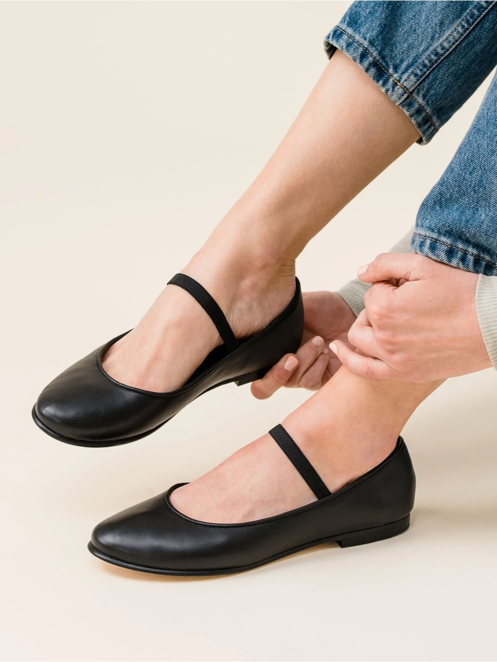 NIB Nisolo Bea Go-To Mary Jane Flat Black Size 8.5